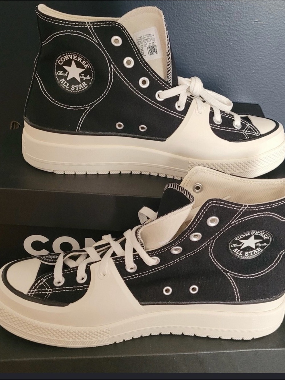 Converse Black and White High-Top Platform Sneakers